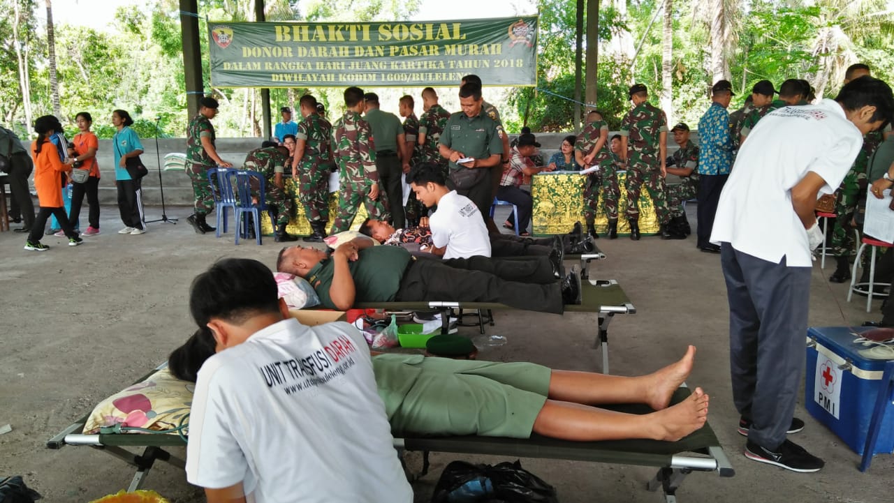 Peringati HJK, Kodim Buleleng Adakan Bhaksos Donor Darah Dan Pasar Murah