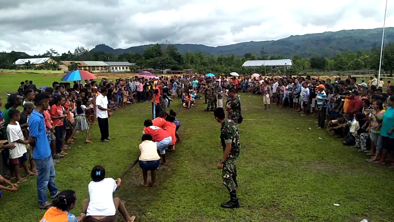 Satgas Yonif Raider 408/SBH Gelar Perlombaan Dalam Rangka Memeriahkan Nataru Di Batas Turiskai