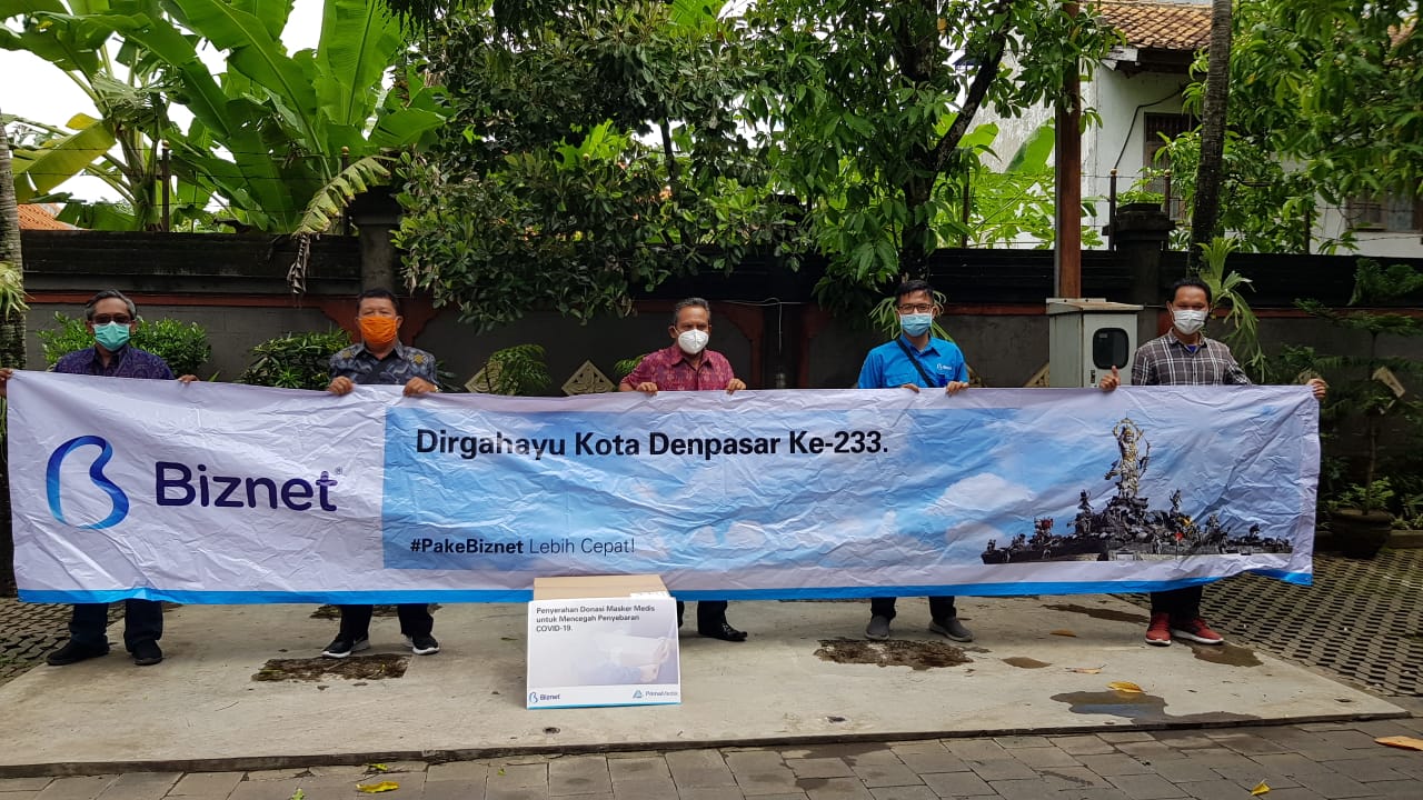 Rayakan HUT ke-233 Kota Denpasar, Biznet Bagikan Belasan Ribu Masker