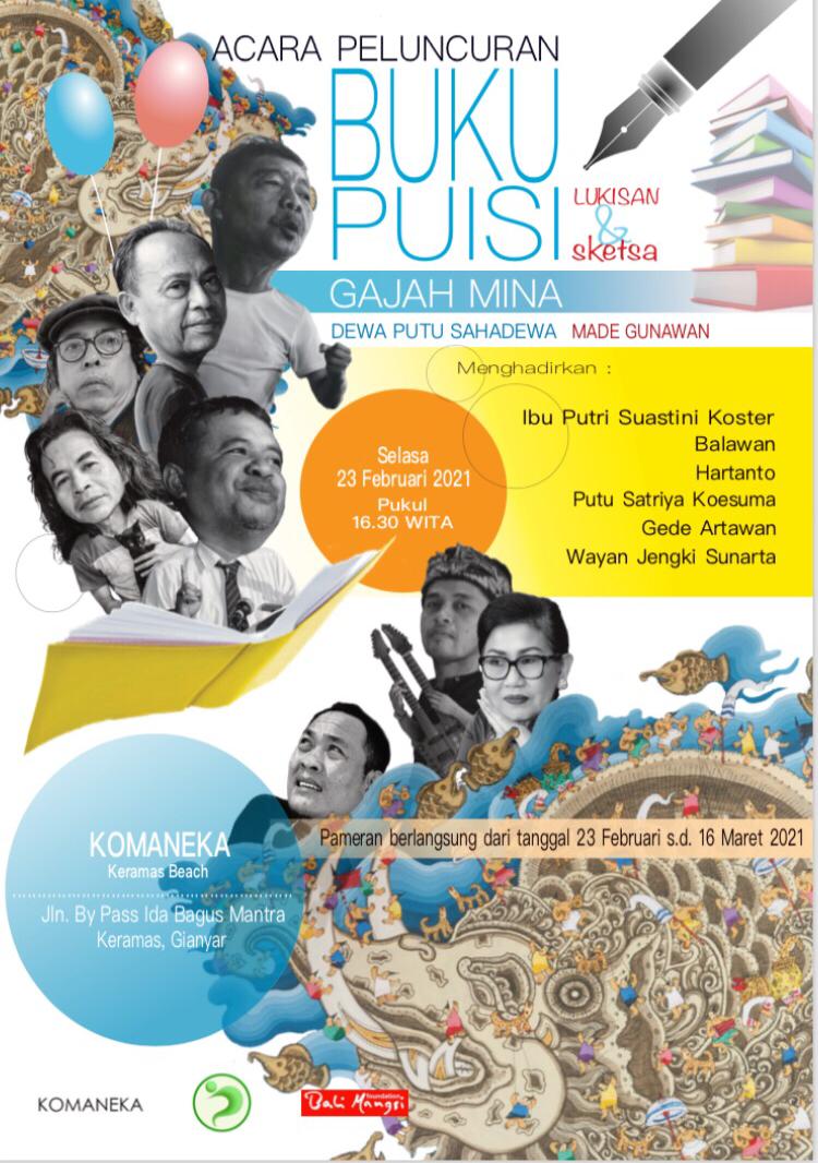 Hadirkan Ny. Putri Koster, Buku Puisi Gajah Mina Diluncurkan 23 Februari 2021