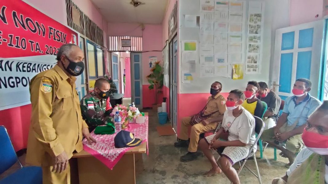 Satgas TMMD Kodim 1711/BVD Gandeng Dinas Kesbangpol Sosialisasikan Wawasam Kebangsaan