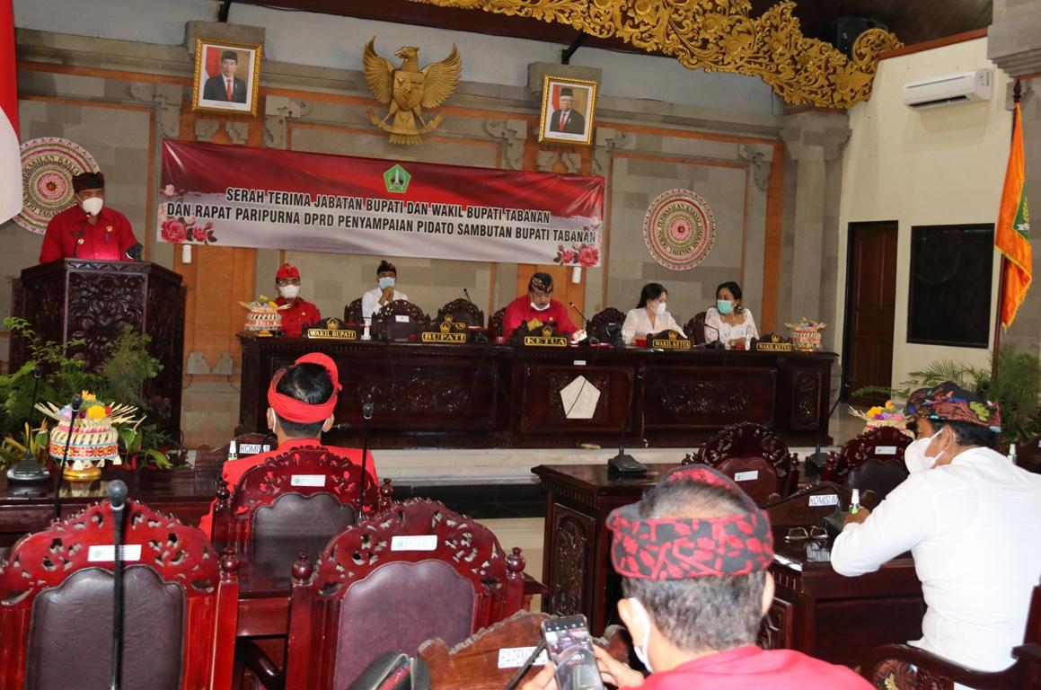 Bupati Sanjaya Sampaikan Pidato Perdana di Depan Sidang Paripurna DPRD Tabanan