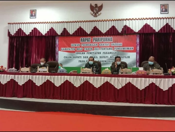 DPRD Belu Lakukan Paripurna Pengumuman Usulan Penetapan Paslon Bupati dan Wabup Terpilih Pilkada 2020