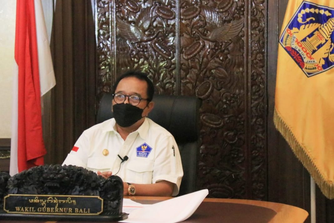 Ikuti Rakor Kampanye 3M, Wagub Cok Ace Laporkan Upaya Bali Dalam Penanganan Kasus Covid-19