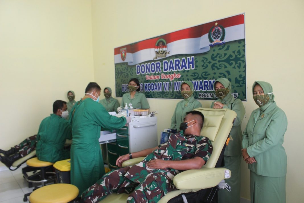 Melalui Setetes Darah Untuk Sejuta Umat, Jelang HUT Kodam VI/Mulawarman Kodim 0913/PPU Gelar Donor Darah