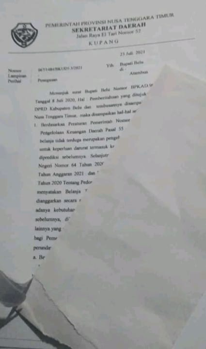 Beredar Surat “Siluman” Penegasan dari Pemprov Kepada Bupati Belu, Kabag Umum : Kami Belum Terima Suratnya