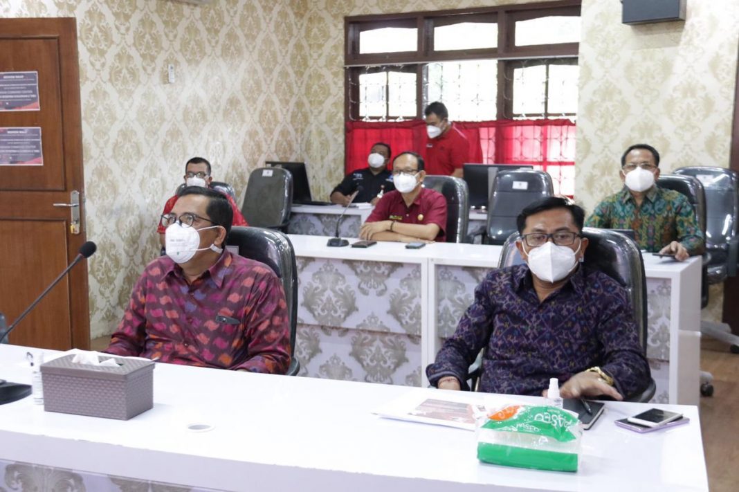 Sanjaya Laporkan Penanganan Covid di Tabanan Dalam Rakor Penanganan Covid-19 di Provinsi Bali