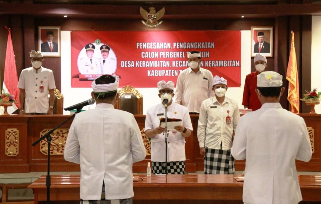 Lantik PAW Perbekel Kerambitan, Bupati Tabanan : Bekerjalah dengan Giat, Jujur, Kreatif, Profesional dan Bertanggungjawab