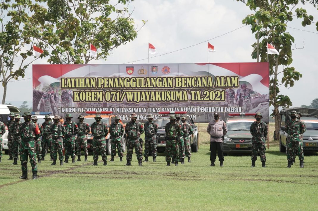 Korem 071/Wijayakusuma Gelar Latihan Penanggulangan Bencana Alam