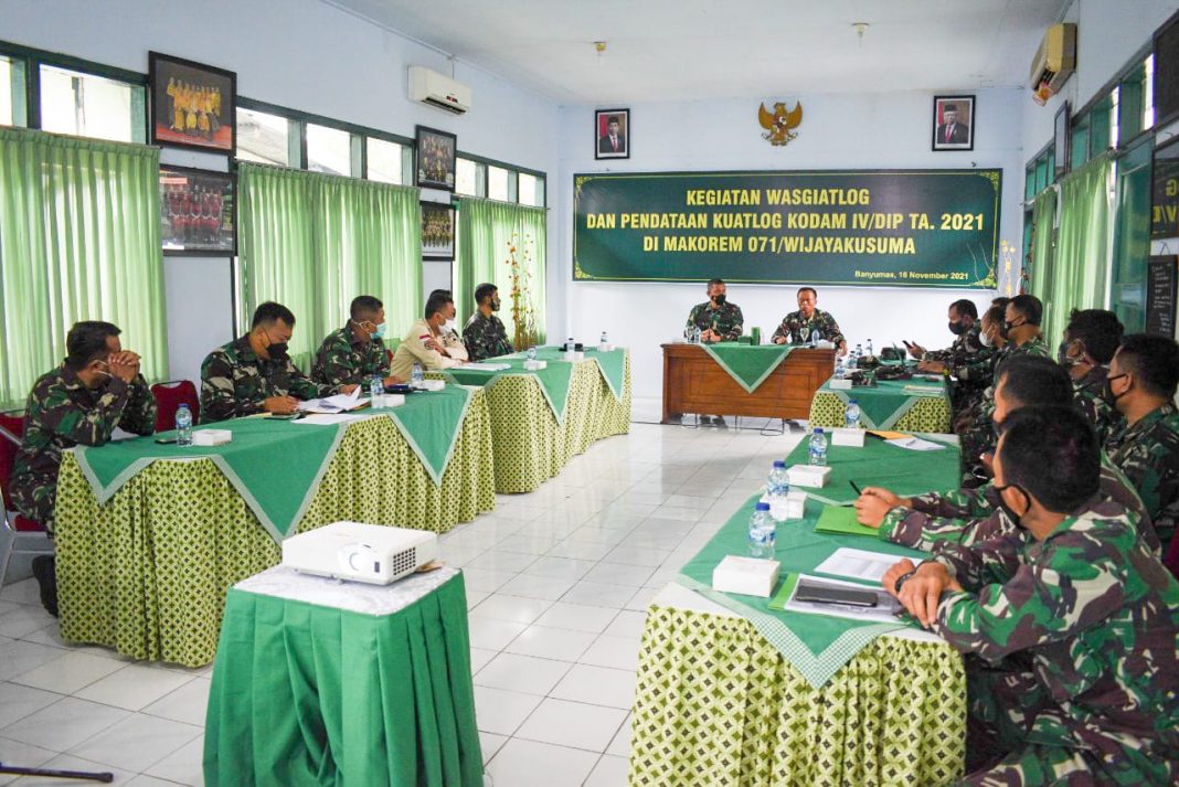 Korem 071/Wijayakusuma di Wasgiat Bidang Logistik dari Kodam IV/Diponegoro