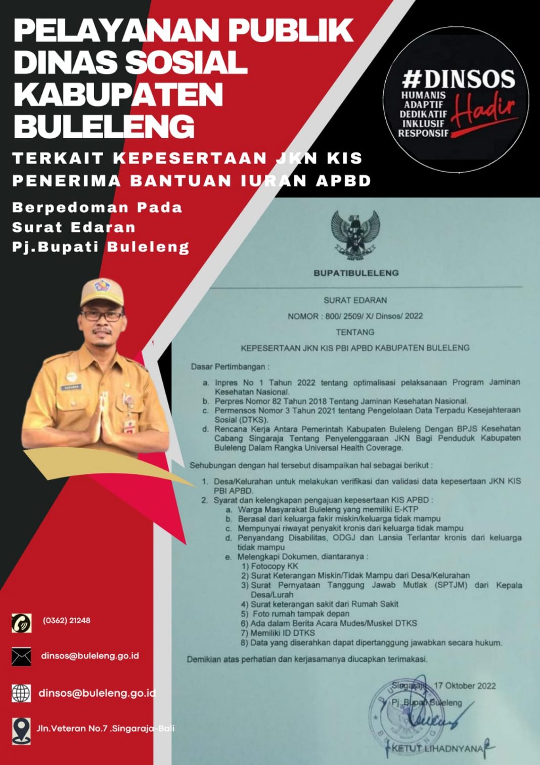 Penjabat Bupati Buleleng Terbitkan SE Terkait Kriteria Dapatkan JKN PBI APBD