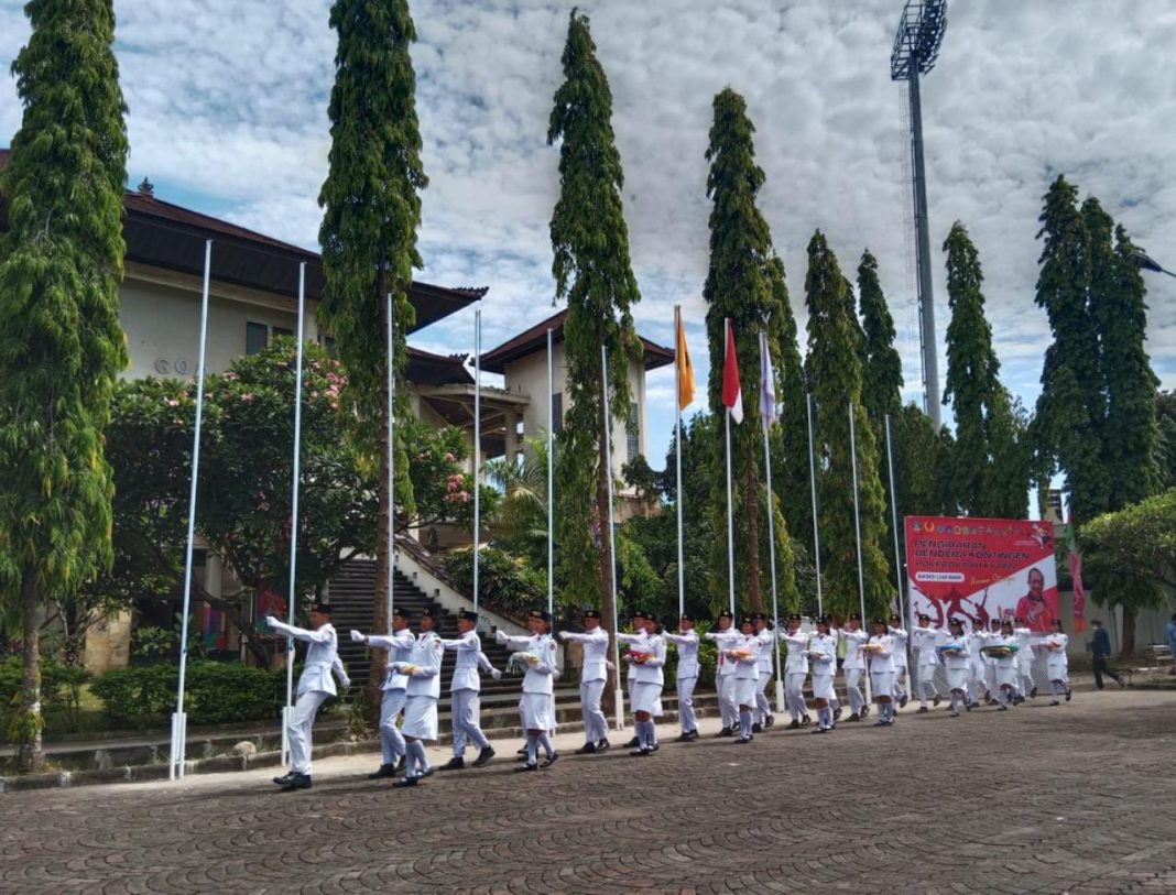 Lagu Padamu Negeri Iringi Pengibaran Sembilan Bendera Kontingen Porprov XV Bali