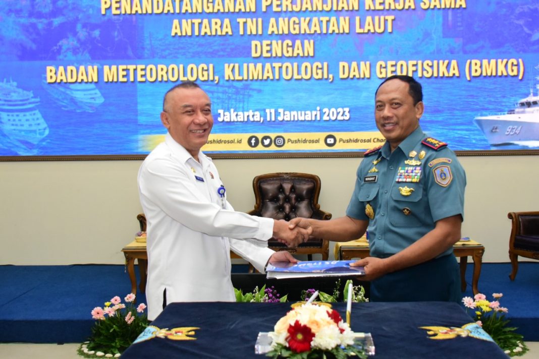 Bangun Sinergitas, TNI AL Dan BMKG Jalin Kerjasama