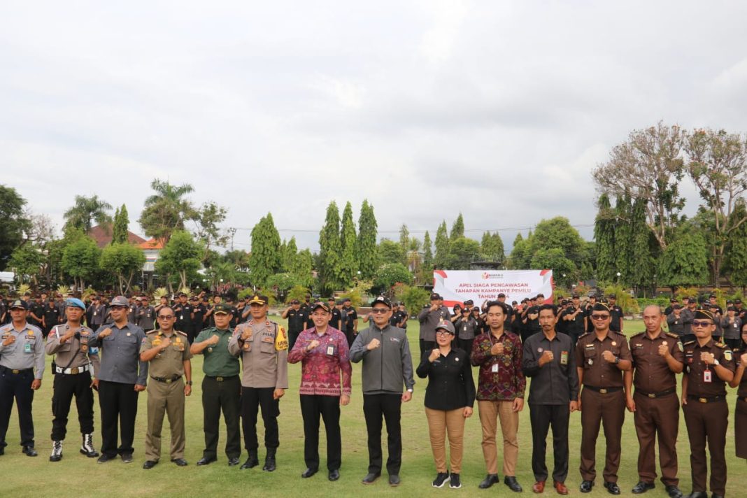 Pastikan Pengawasan Pemilu Sesuai Tahapan, Bawaslu Buleleng Gelar Apel Siaga Pengawasan Kampanye