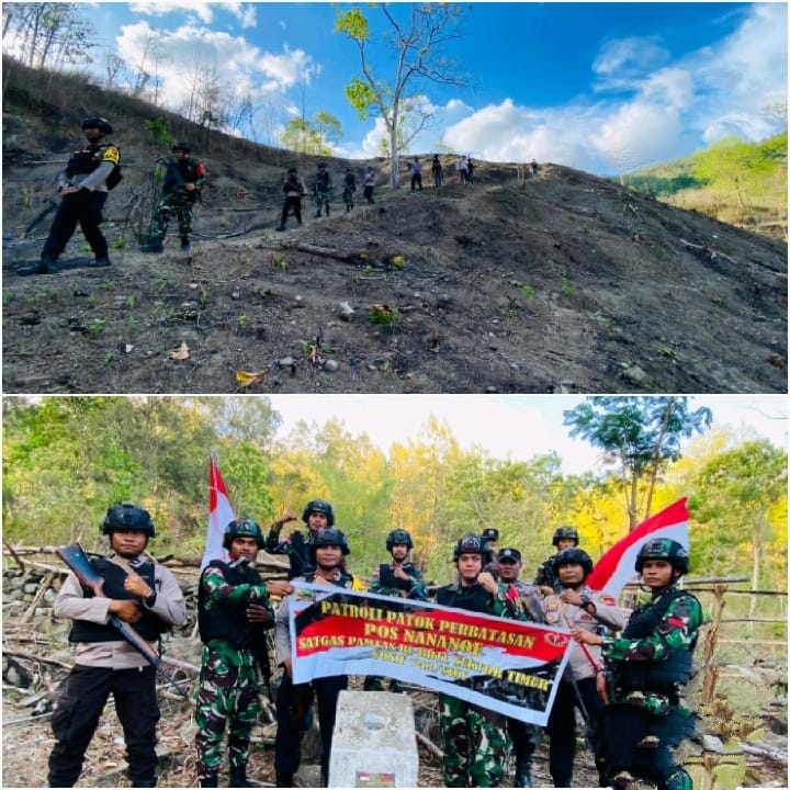 Jaga Perbatasan RI-RDTL, Satgas 742/SWY Bersama Polres Belu Gelar Patroli Gabungan di Pos Nananoe