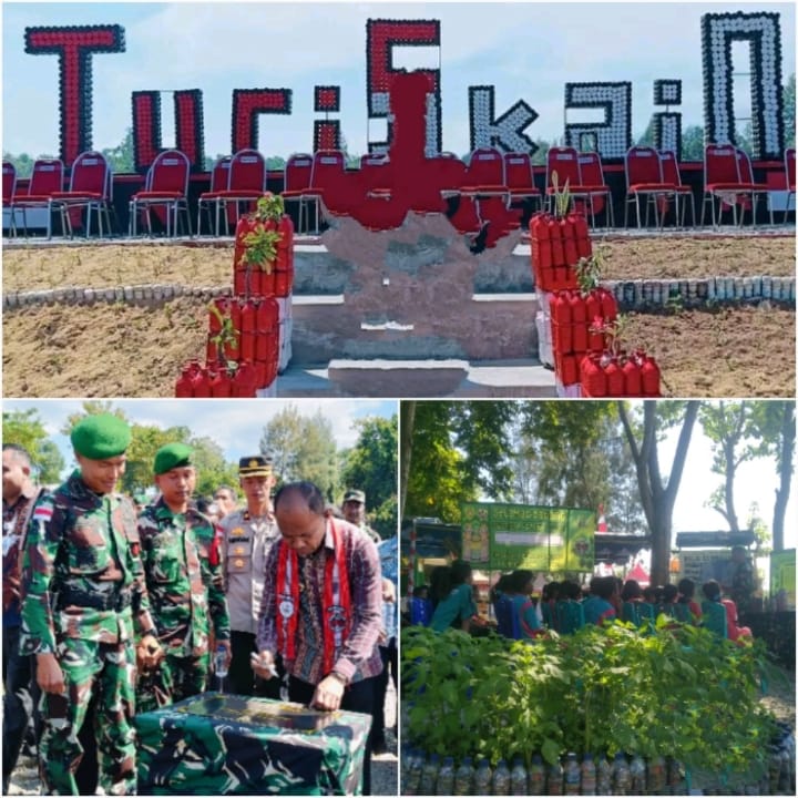 Motivasi Jaga Alam, Satgas Yonif 742/SWY Resmikan Wisata Edukasi Perbatasan Ecobrick di Turiskain Batas Negara RI-RDTL