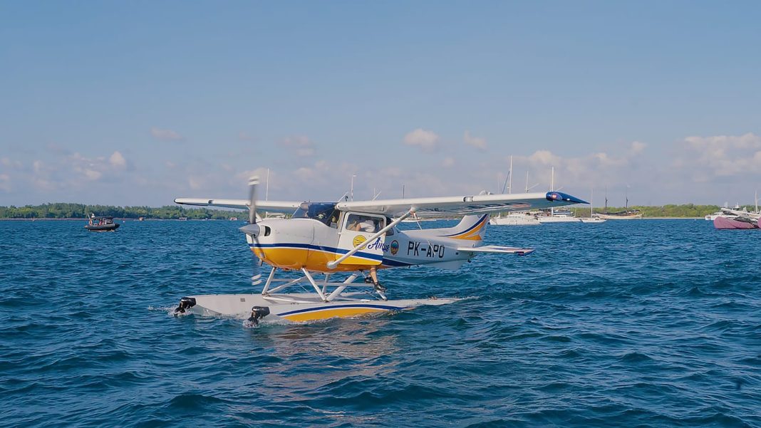 Baketrans RI Uji Coba Penerbangan Sea Plane di Sanur Bali