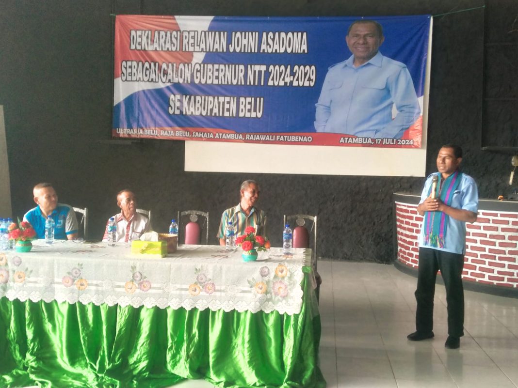 Maju Calon Gubernur NTT 2024-2029, Johni Asadoma Temu Relawan di Kabupaten Belu Batas Negara RI-RDTL