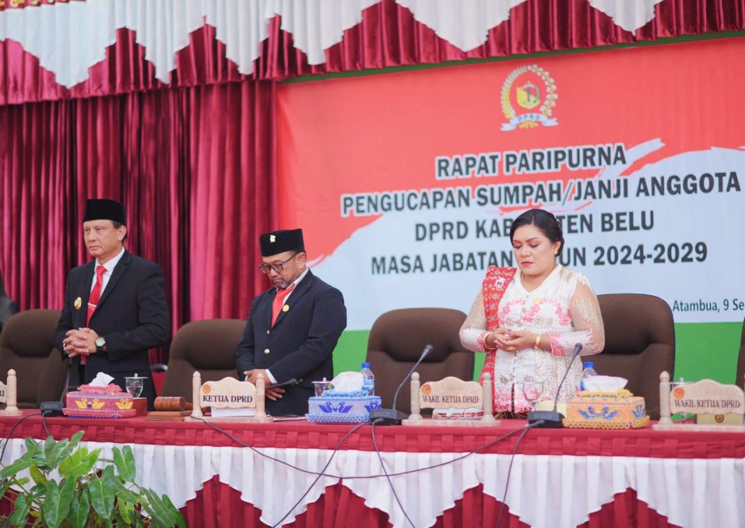 Febby Djuang dan Walde Berek Dilantik Jadi Pimpinan DPRD Belu Periode 2024-2029