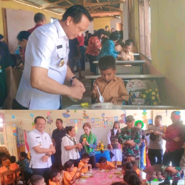 Dukung Program Presiden Terpilih Prabowo Subianto di Belu Batas Negara RI-RDTL, Bupati Agustinus Taolin Uji Coba Makan Bergizi Gratis