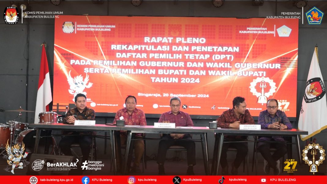 KPU Buleleng Gelar Rapat Pleno Rekapitulasi dan Penetapan DPT Pilkada Serentak 2024