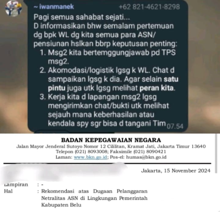 Diduga Langgar Netralitas ASN Dukung Paslon Sahabat Sejati, BKN Perintahkan Maksimal 2 Bulan Harus Dijatuhi Hukuman