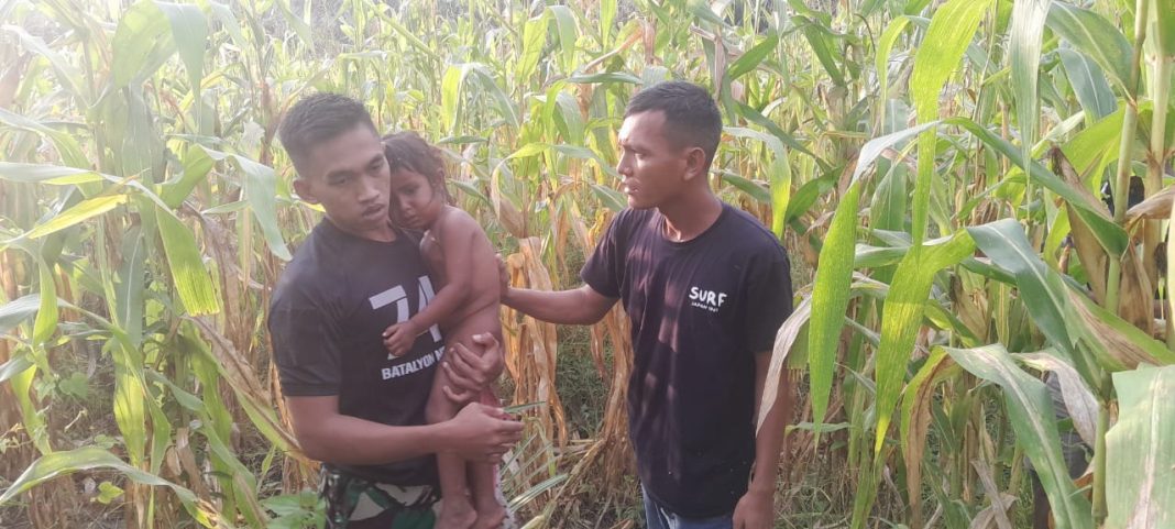 Satgas Yonif 741/GN Pos Haslot Berhasil Temukan Anak yang Hilang di Hutan Perbatasan Indonesia – Timor Leste