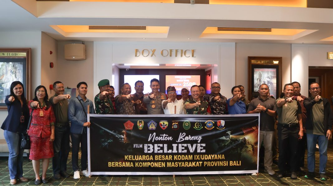 Empati Perjuangan Prajurit TNI, Gubernur Koster Nobar Film Believe Bersama Pangdam IX dan Kapolda Bali di MBG Kuta