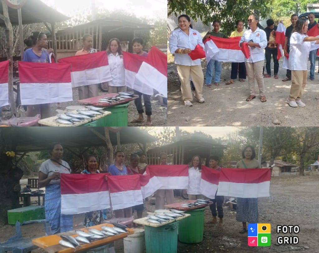 Peringati HUT RI ke-80, DPC Gerindra Belu Bagi Bendera Merah Putih Hingga di Pesisir Pantai Perbatasan RI-RDTL