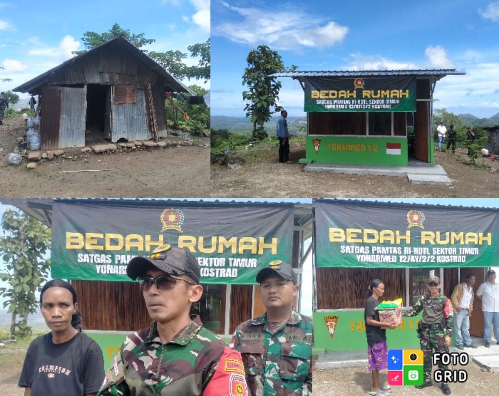 Terharu dan Berterima Kasih: Warga Umanen Terima Bantuan Rumah Layak Huni dan Sembako dari Satgas Yonarmed 12 Kostrad