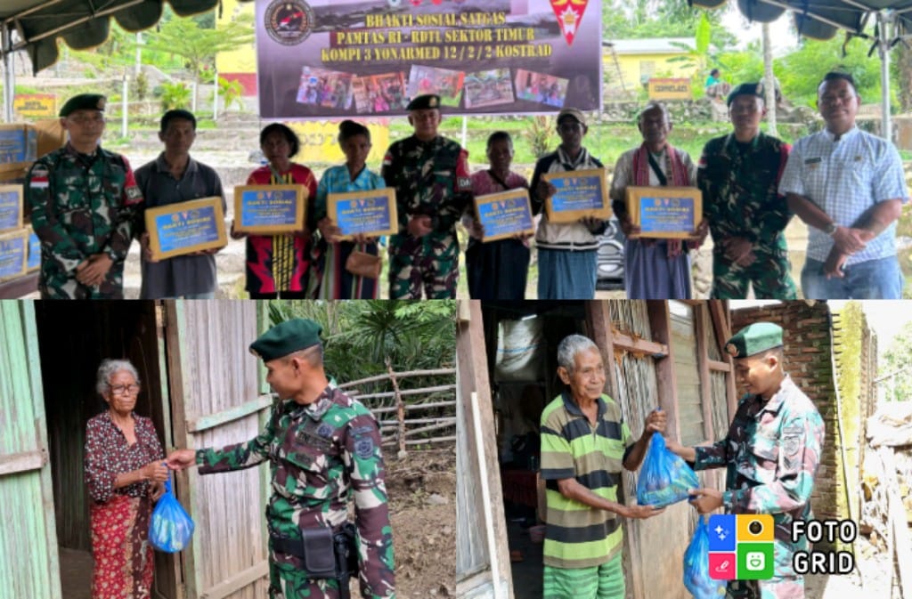 Berbagi Cinta dan Kebahagiaan di Bulan Desember, Satgas Yonarmed 12 Kostrad Bagi Sembako Untuk Masyarakat Alas dan Umanen
