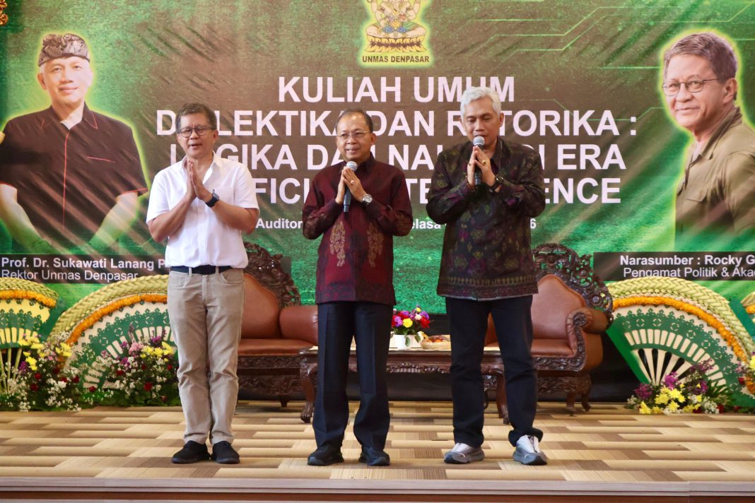 Hadiri Kuliah Umum Rocky Gerung di Unmas, Gubernur Koster Ajak Mahasiswa Manfaatkan AI Tanpa Tinggalkan Jati Diri