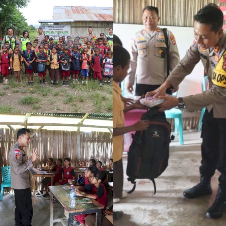 Sentuhan Kasih Sayang Polri di Hari Valentine, Kapolres Belu Bagikan Perlengkapan Sekolah untuk Siswa SD di Perbatasan RI-RDTL