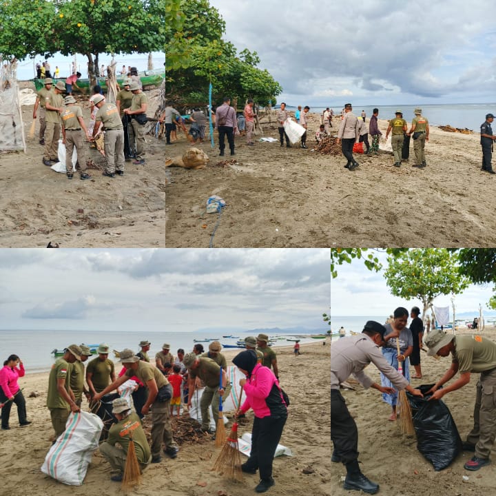 Wujudkan Lingkungan Sehat, Polres Belu dan Brimob Atambua Gelar Aksi “Jumat Asri” di Pantai Fatukmetan