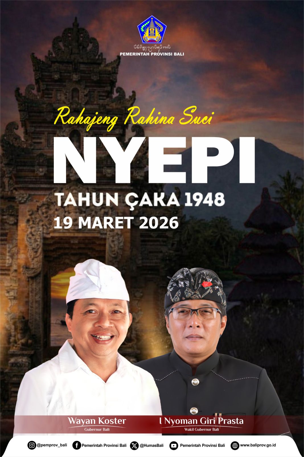 Pemerintah Provinsi Bali Mengucapkan Selamat Hari Raya Nyepi Tahun Baru Caka 1948