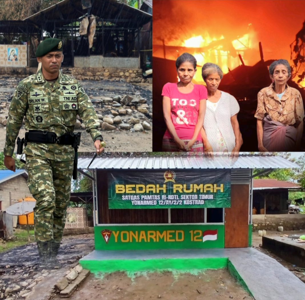 Dansatgas Yonarmed 12 Kostrad Serahkan Rumah Layak Huni, Korban Kebakaran di Fatubenao : Terima Kasih Pak Komandan!