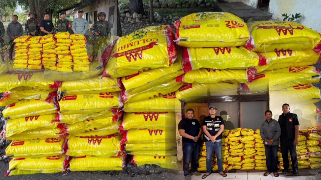 Hampir Beredar! Penyelundupan 940 Kilogram Beras Timor Leste di Sekitar Pos Turiskain Digagalkan Aparat TNI