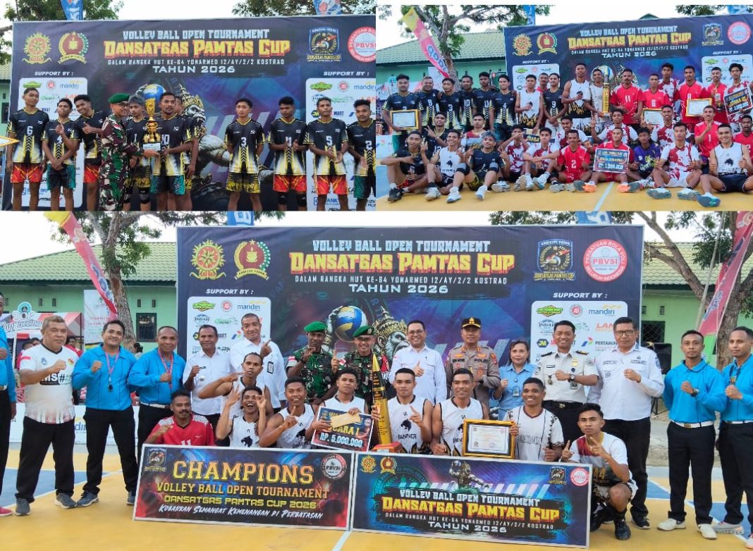 Semarak HUT ke-64 Yonarmed 12, Dansatgas Pamtas Cup 2026 Resmi Ditutup dengan Kemenangan Tim Black Panther
