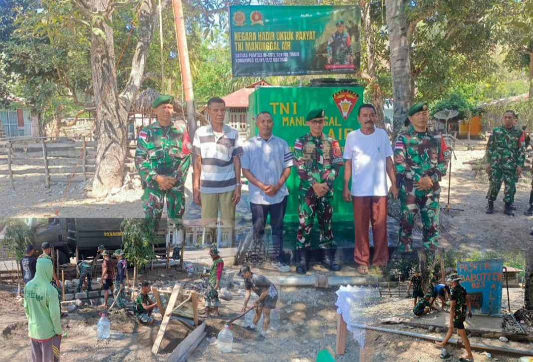 Bantu Atasi Krisis Air Bersih di Tengah Masyarakat, Satgas Pamtas RI-RDTL Yonarmed 12 Kostrad Revitalisasi Sumur Bor di Silawan