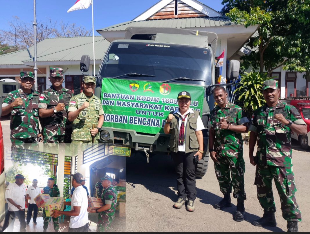 Kodim 1605/Belu Serahkan Bantuan Kemanusiaan Untuk Korban Bencana Flores