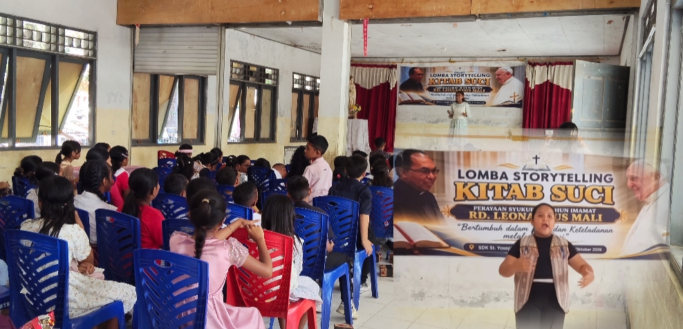 Semarak 30 Tahun Imamat Romo Leo Mali, Puluhan Siswa Ikuti Lomba Story Telling Kitab Suci di SDK St. Yosef Atambua 1
