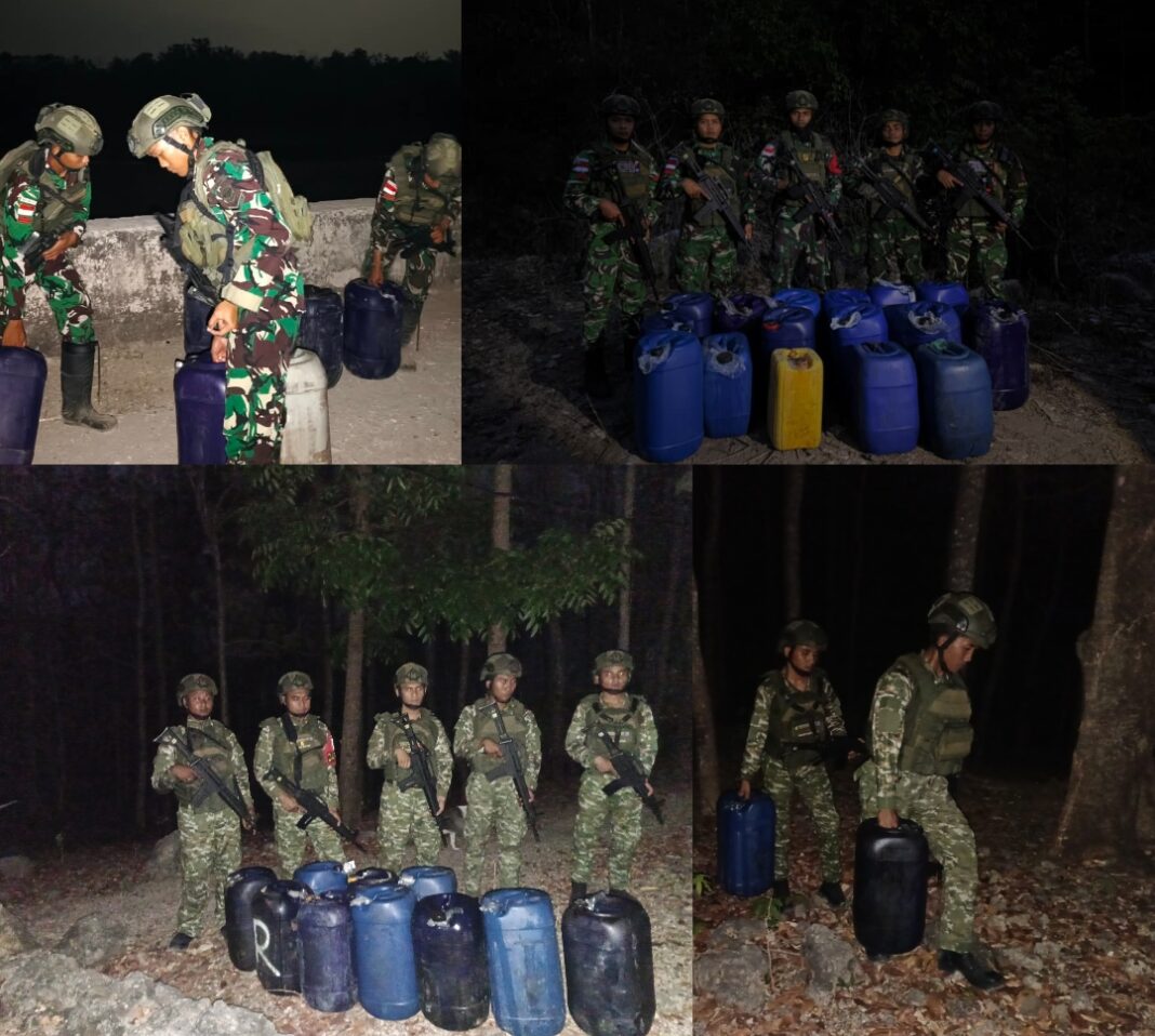 Satgas Pamtas RI Yonarhanud 14/PWY secara Beruntun Kembali Gagalkan Penyelundupan 2.145 liter BBM ke Timor Leste